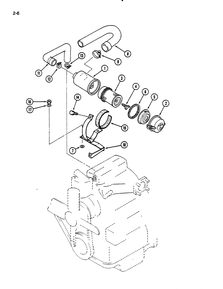 Схема запчастей Case IH 235 - (2-06) - AIR CLEANER SYSTEM (02) - ENGINE