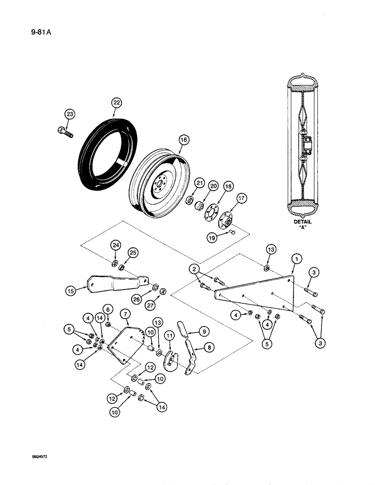 Схема запчастей Case IH 8600 - (9-081A) - 13 INCH DEPTH PRESS WHEEL (09) - CHASSIS/ATTACHMENTS