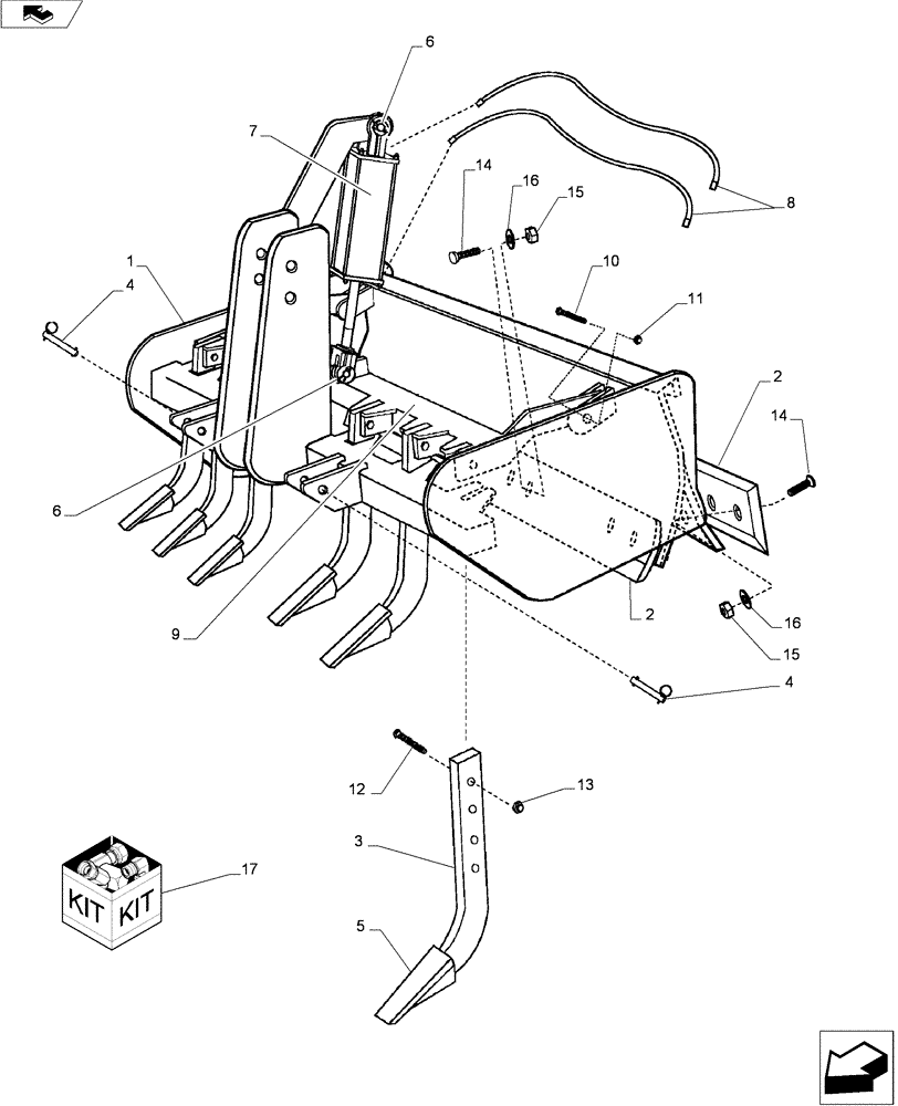 Схема запчастей Case IH WORK EZ 84BHH - (008) - HYDRAULIC HEAVY DUTY BOX BLADE 7 - 84BHH 