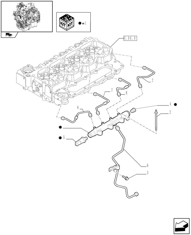 Схема запчастей Case IH MAXXUM 120 - (0.14.9) - INJECTION EQUIPMENT - PIPING (STD + VAR.330003-332115) (01) - ENGINE