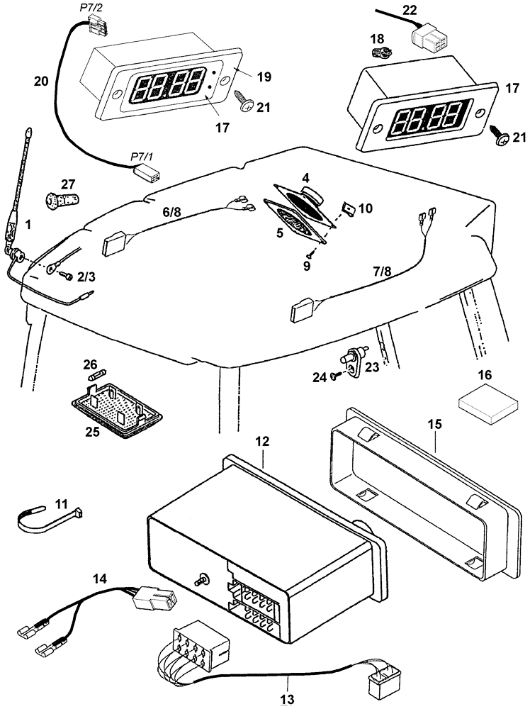 Схема запчастей Case IH C55 - (04-29[01]) - RADIO, SPEAKERS AND ANTENNA (04) - ELECTRICAL SYSTEMS