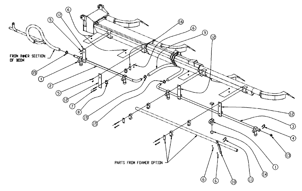 Схема запчастей Case IH 438 - (11-003) - BOOM PLUMBING, 2.5”, LH, OUTER, 60’ Wet Kit