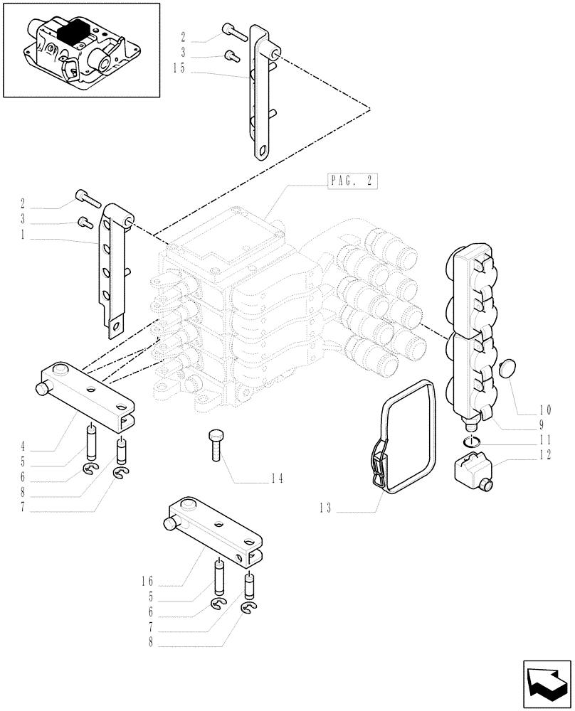 Схема запчастей Case IH MXU115 - (1.82.7/12[01]) - (VAR.259) 4 CONTROL VALVES WITH TRAILER BRAKE VALVE (ITALY) AND ASSOCIATED PARTS (07) - HYDRAULIC SYSTEM