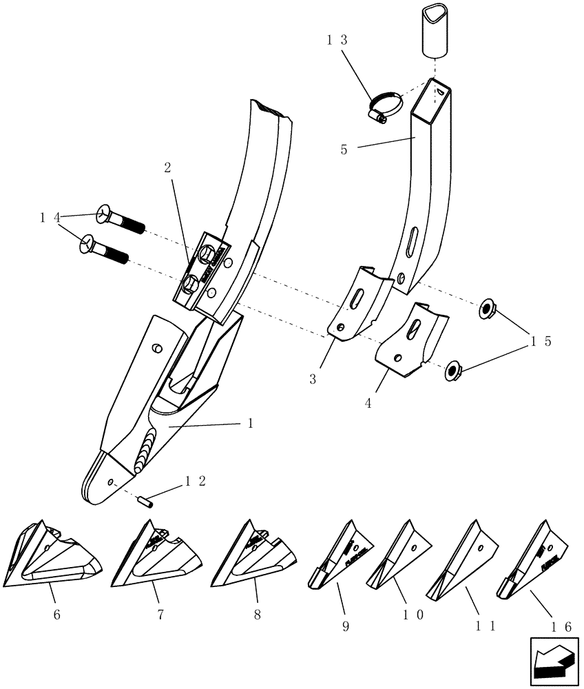 Схема запчастей Case IH ATX400 - (03.080.1) - TRIPS & GROUND OPENERS MCKAY SLIMWEDGE NOK-ON OPENER ADAPTER Options