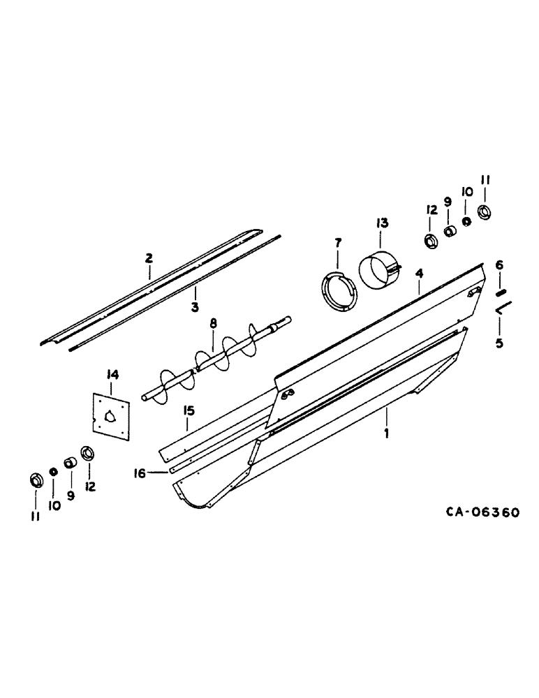 Схема запчастей Case IH 1460 - (17-128) - TAILINGS AUGER TROUGH Mounted Equipment