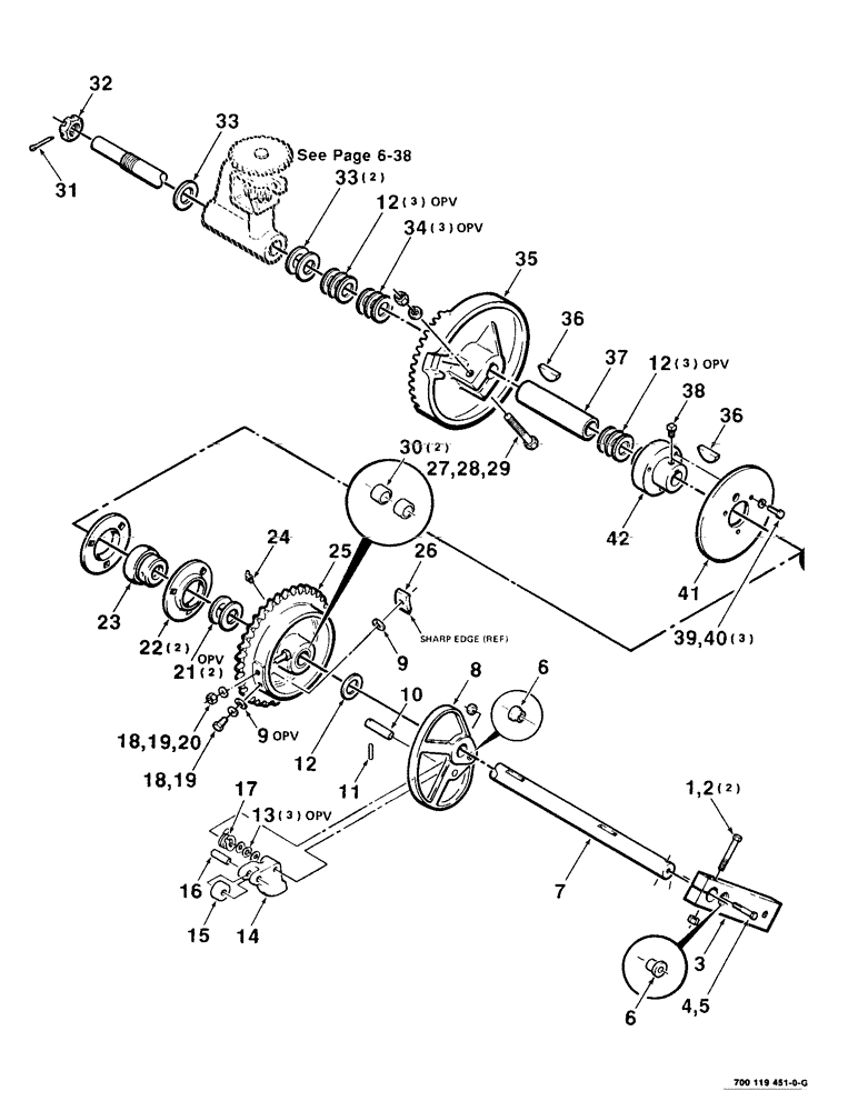 Схема запчастей Case IH 8545 - (6-28) - TWISTER DRIVE AND CAM ASSEMBLY (WIRE) (14) - BALE CHAMBER