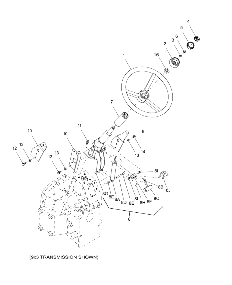 Схема запчастей Case IH DX33 - (03F01A) - STEERING COLUMN, TILT - 86403100 & 87329101 (06) - FRONT AXLE & STEERING