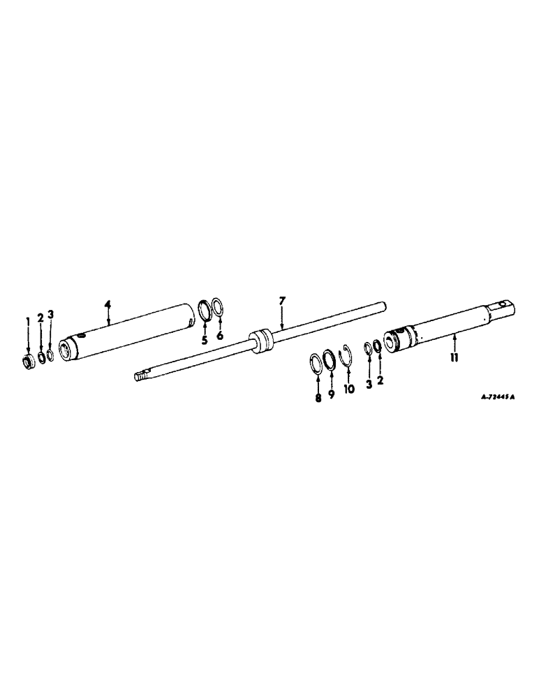 Схема запчастей Case IH 2400 - (10-15) - HYDRAULICS, POWER STEERING CYLINDER, INTERNATIONAL 2400 SERIES A TRACTOR WITH CAST I BEAM FRONT AXLE (07) - HYDRAULICS