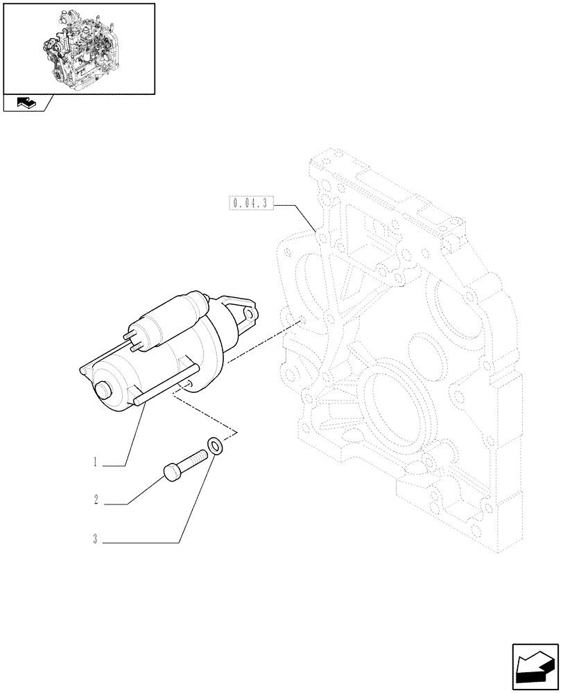 Схема запчастей Case IH FARMALL 85U - (0.36.0) - STARTER MOTOR (01) - ENGINE