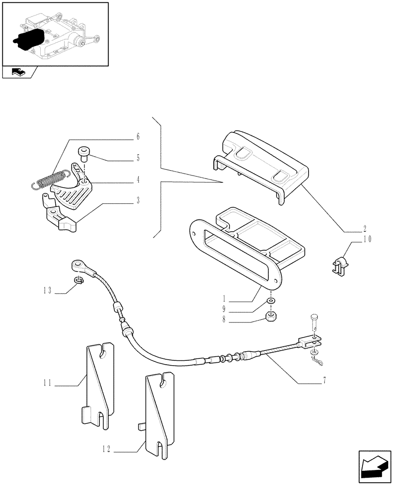 Схема запчастей Case IH FARMALL 90 - (1.82.5[03A]) - LIFT CONTROLS - LEVERS AND FLEXIBLE CABLE - D6492 (07) - HYDRAULIC SYSTEM