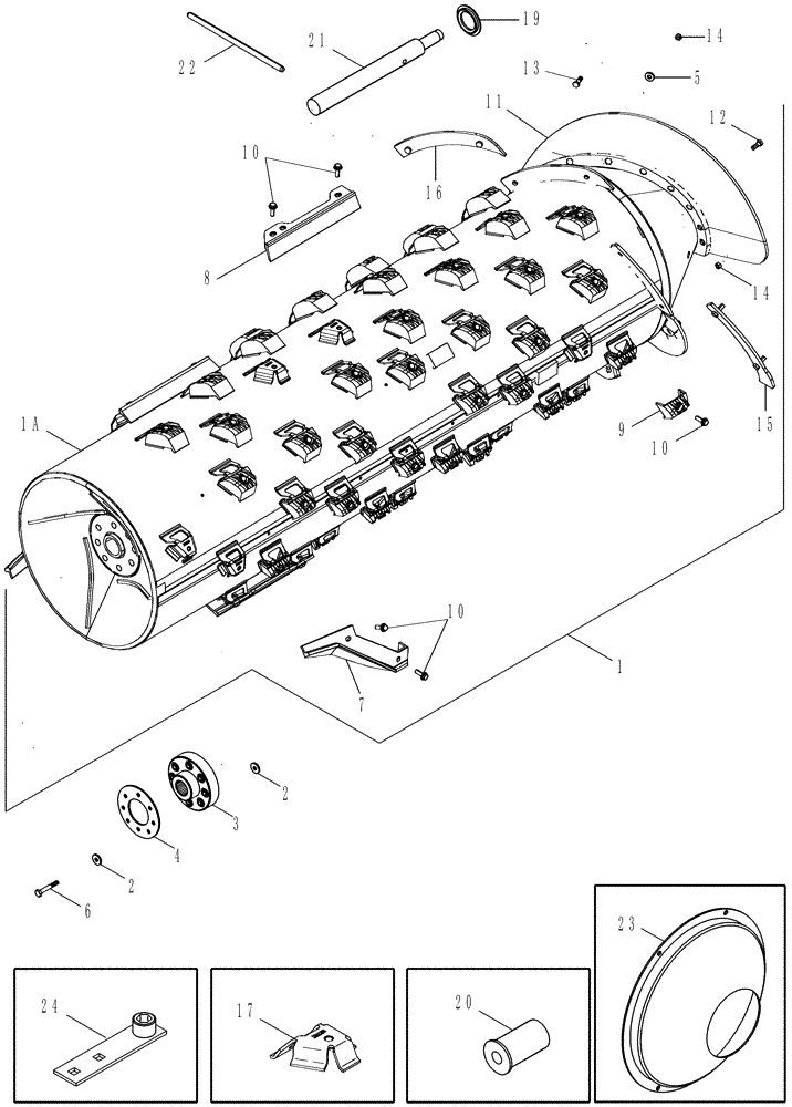 Схема запчастей Case IH 2388 - (09B-09) - ROTOR ASSY - SPECIALTY AFX - ASN HAJ303001 (14) - ROTOR, CONCANVES & SIEVE