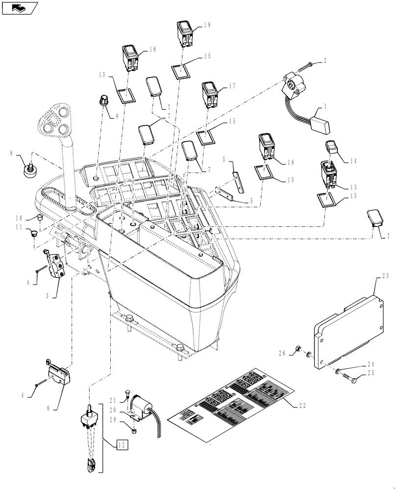 Схема запчастей Case IH 3330 - (55.160.01[01]) - PACKAGE, ELECTRICAL, RH CONSOLE (55) - ELECTRICAL SYSTEMS