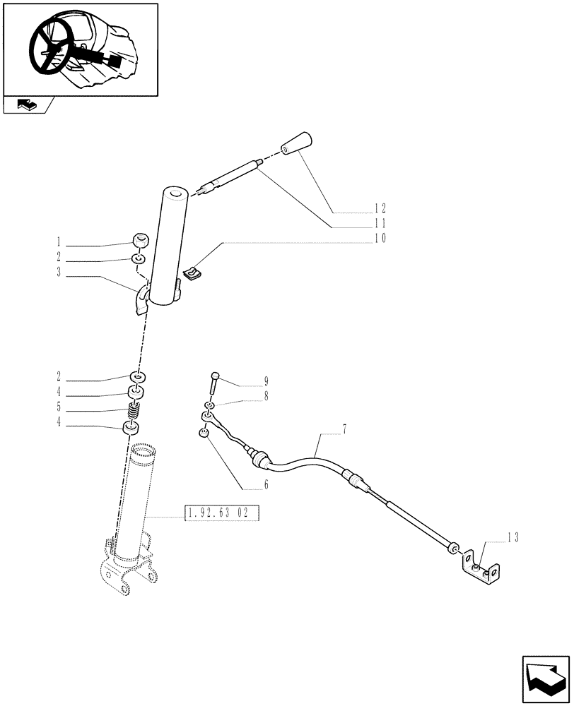 Схема запчастей Case IH FARMALL 70 - (1.92.10[01]) - THROTTLE CONTROL LINKAGE (10) - OPERATORS PLATFORM/CAB