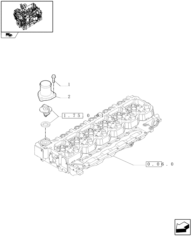 Схема запчастей Case IH PUMA 165 - (0.32.6) - THERMOSTAT ENGINE COOLING SYSTEM (01) - ENGINE