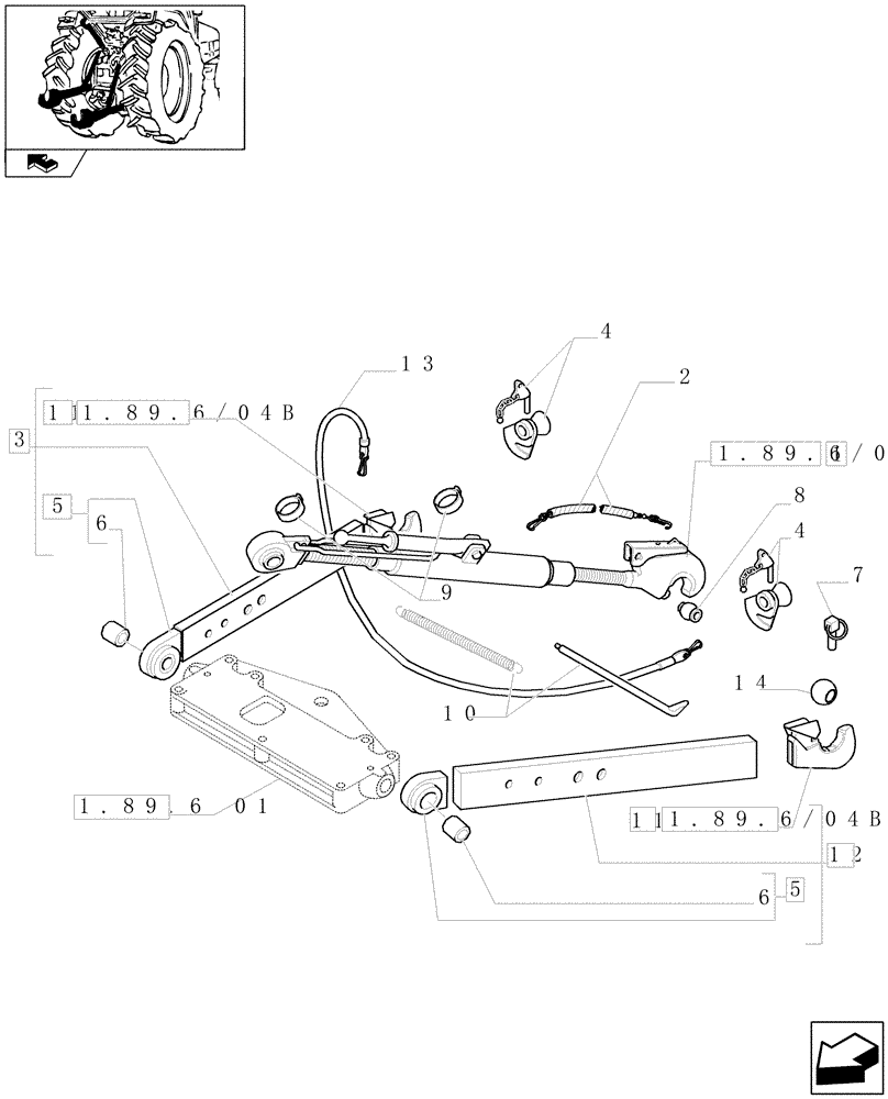 Схема запчастей Case IH FARMALL 80 - (1.89.6/04) - "WALTERSCHEID" THREE POINT HITCH WITH QUICK ATTACH ENDS (VAR.335946) (09) - IMPLEMENT LIFT