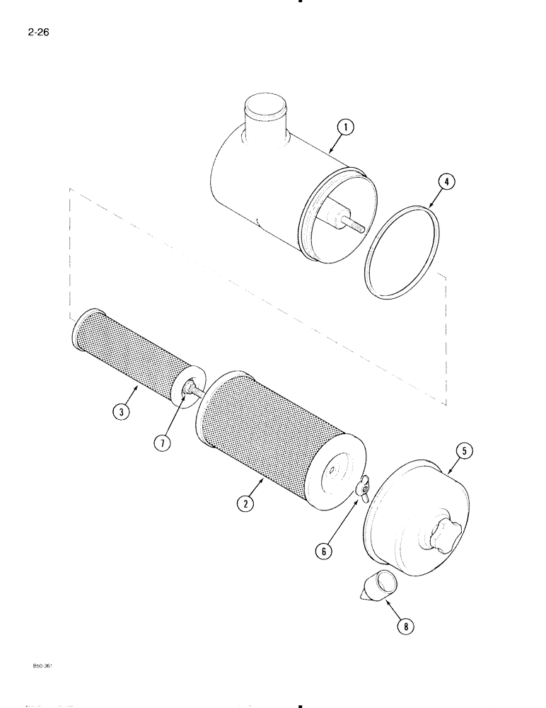 Схема запчастей Case IH 695 - (2-26) - AIR CLEANER, WITH SAFETY ELEMENT, COOPERS NO. SK-15235 (02) - ENGINE