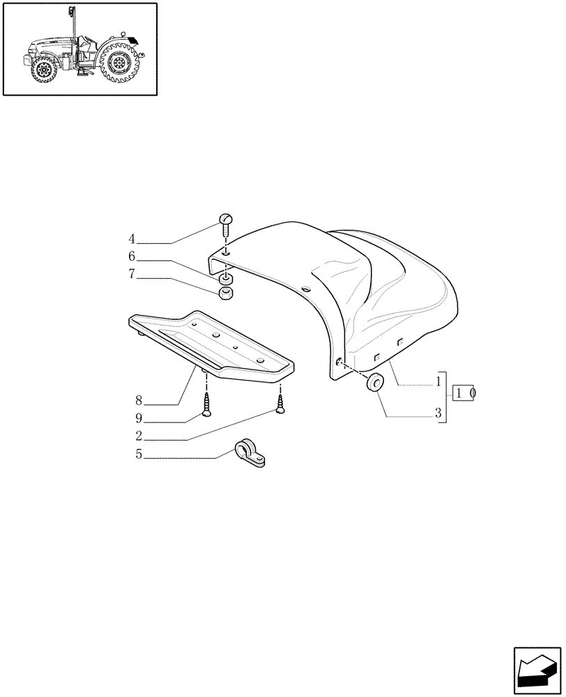 Схема запчастей Case IH JX1075N - (1.92.87[03]) - MUDGUARDS AND FOOTBOARDS (10) - OPERATORS PLATFORM/CAB