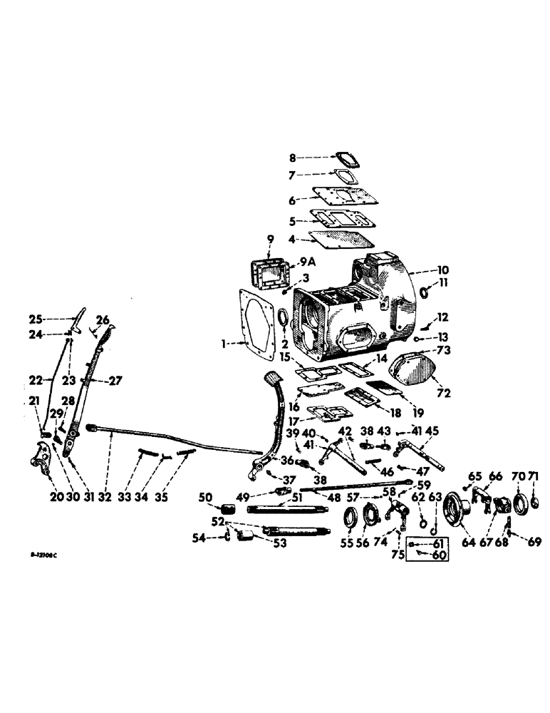 Схема запчастей Case IH 560 - (128) - CLUTCH, CLUTCH CONNECTIONS AND TORQUE AMPLIFIER OPERATING HANDLE, FARMALL 560 SERIES (03.1) - CLUTCH