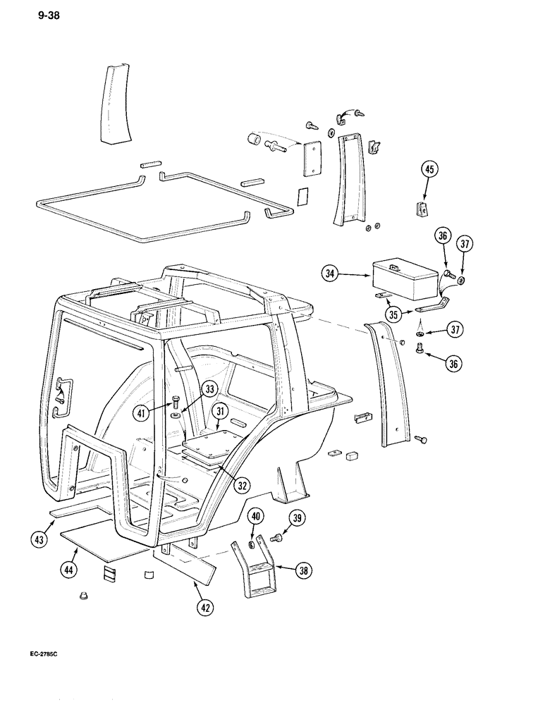 Схема запчастей Case IH 995 - (9-038) - CAB, FRAME (09) - CHASSIS/ATTACHMENTS