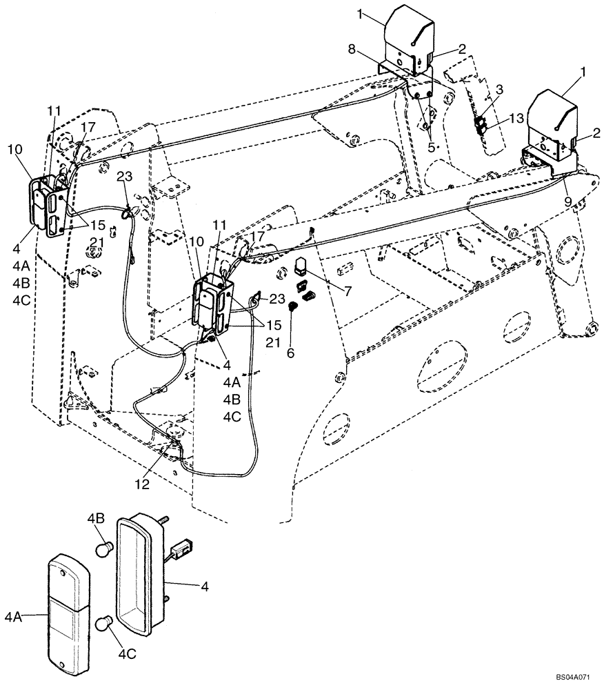 Схема запчастей Case IH 40XT - (04-32) - ROAD LIGHTS AND MOUNTING (04) - ELECTRICAL SYSTEMS