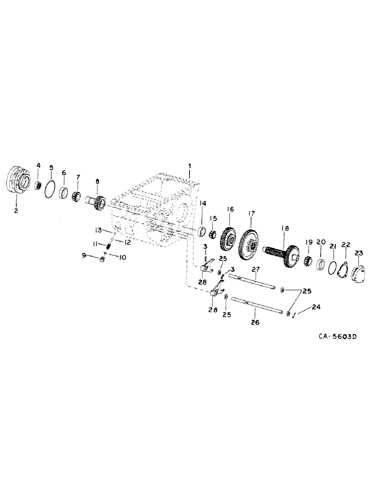 Схема запчастей Case IH 1460 - (07-04) - DRIVE TRAIN, TRANSMISSION, INPUT PINION SHAFT, GEARS AND SHIFTER RAILS Drive Train