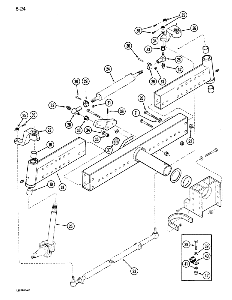 Схема запчастей Case IH 1640 - (5-24) - STEERING AXLE, ADJUSTABLE, EXCEPT POWER GUIDE AXLE, (CONT) (04) - STEERING