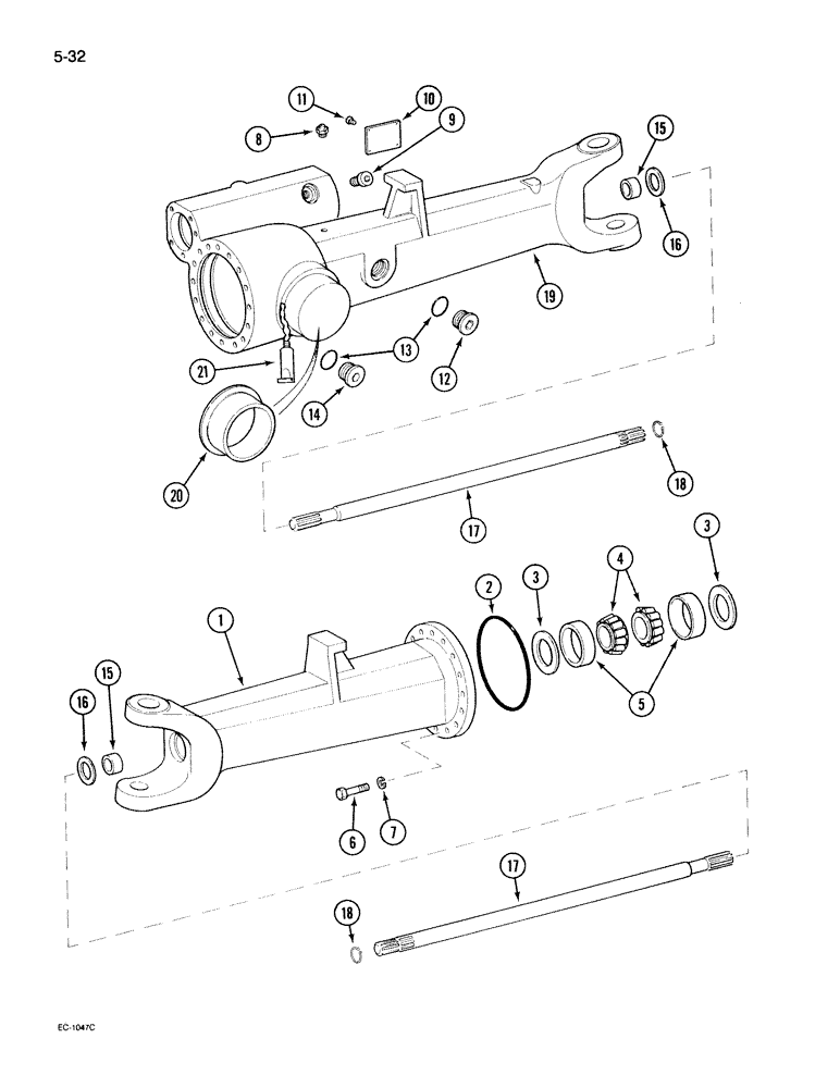 Схема запчастей Case IH 395 - (5-032) - MECHANICAL FRONT DRIVE "ZF", AXLE HOUSINGS AND SHAFTS (05) - STEERING