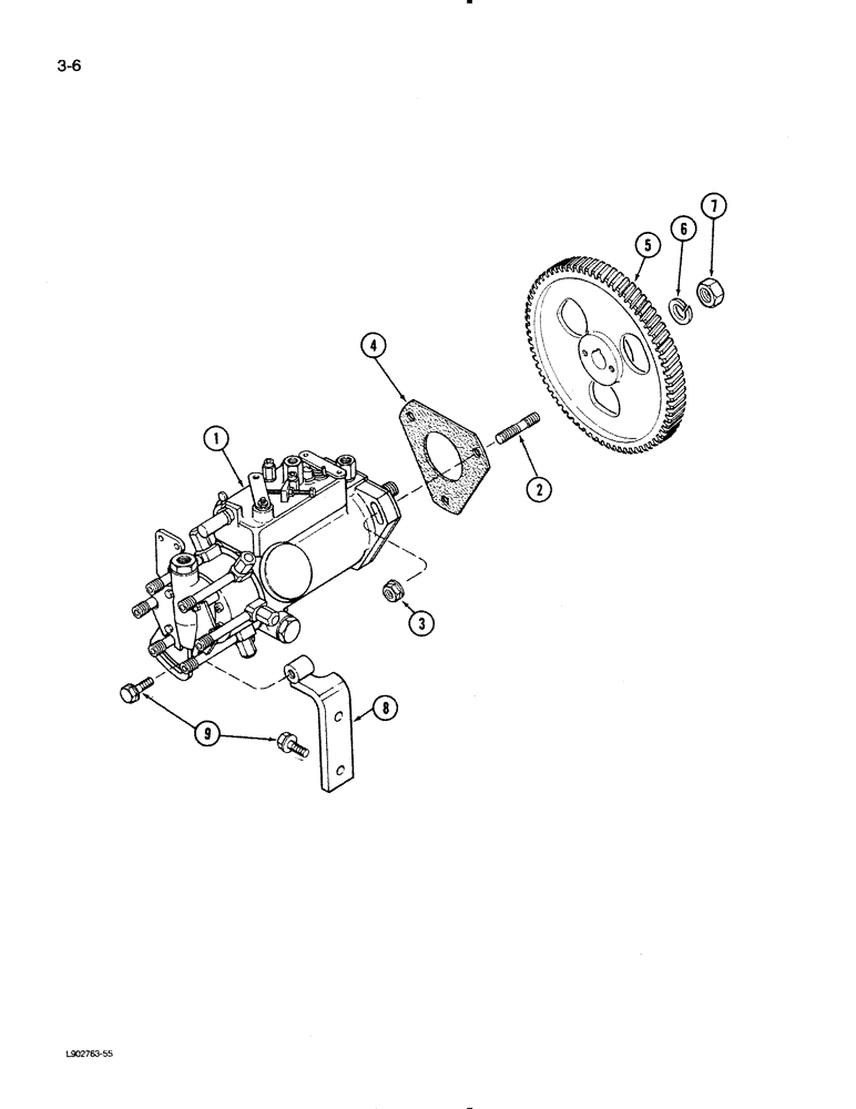 Схема запчастей Case IH 1620 - (3-06) - FUEL INJECTION PUMP AND DRIVE, 6T-590 ENGINE (02) - FUEL SYSTEM