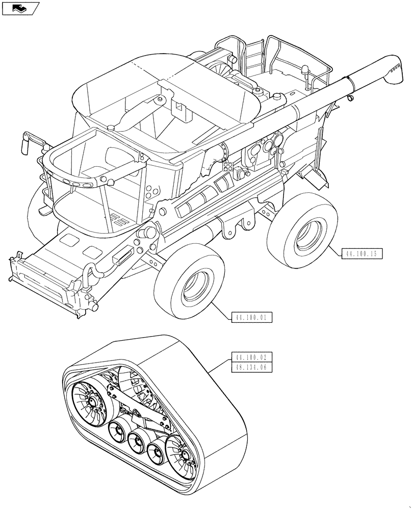 Схема запчастей Case IH 7230 - (00.000.44) - PICTORIAL INDEX - AXLE AND WHEELS (00) - GENERAL & PICTORIAL INDEX