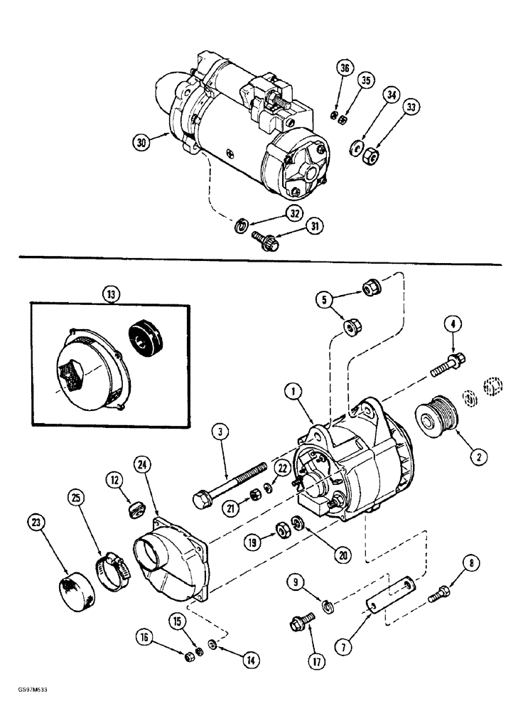 Схема запчастей Case IH 1660 - (4-64) - ALTERNATOR MOUNTING (06) - ELECTRICAL