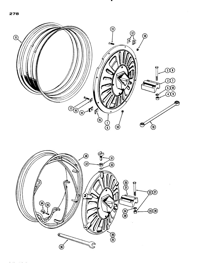 Схема запчастей Case IH 830-SERIES - (278) - REAR WHEELS, 830 GEN. PURPOSE, STANDARD MANUAL ADJUSTABLE (06) - POWER TRAIN