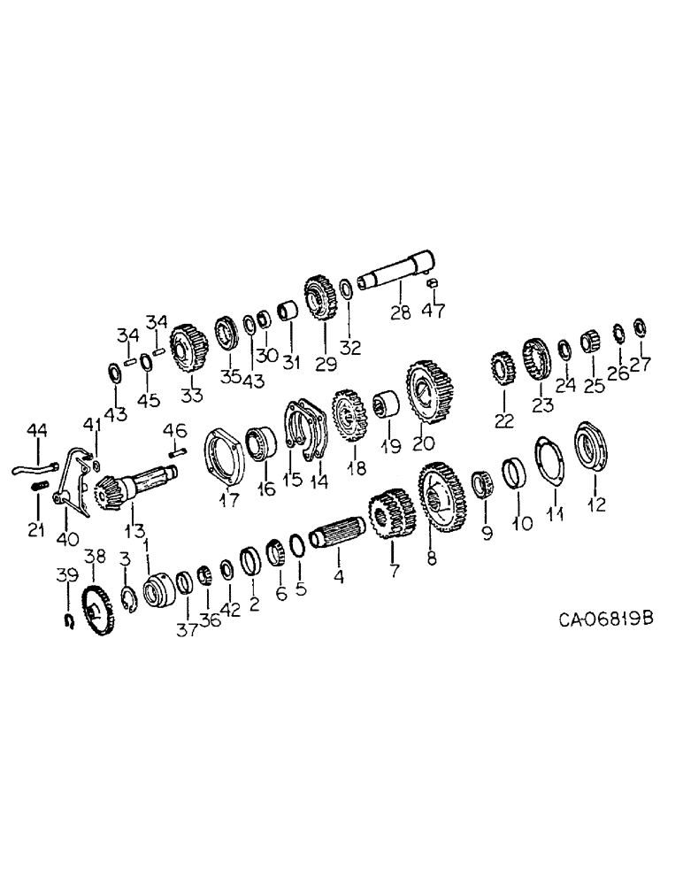 Схема запчастей Case IH 6588 - (07-22) - DRIVE TRAIN, RANGE TRANSMISSION, IN REAR FRAME (04) - Drive Train