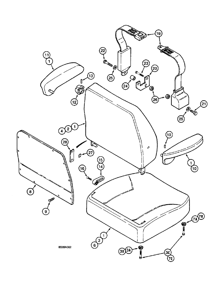 Схема запчастей Case IH 8940 - (9-042) - STANDARD AIR SUSPENSION SEAT, CUSHIONS, ARM RESTS, AND SEAT BELT (09) - CHASSIS/ATTACHMENTS