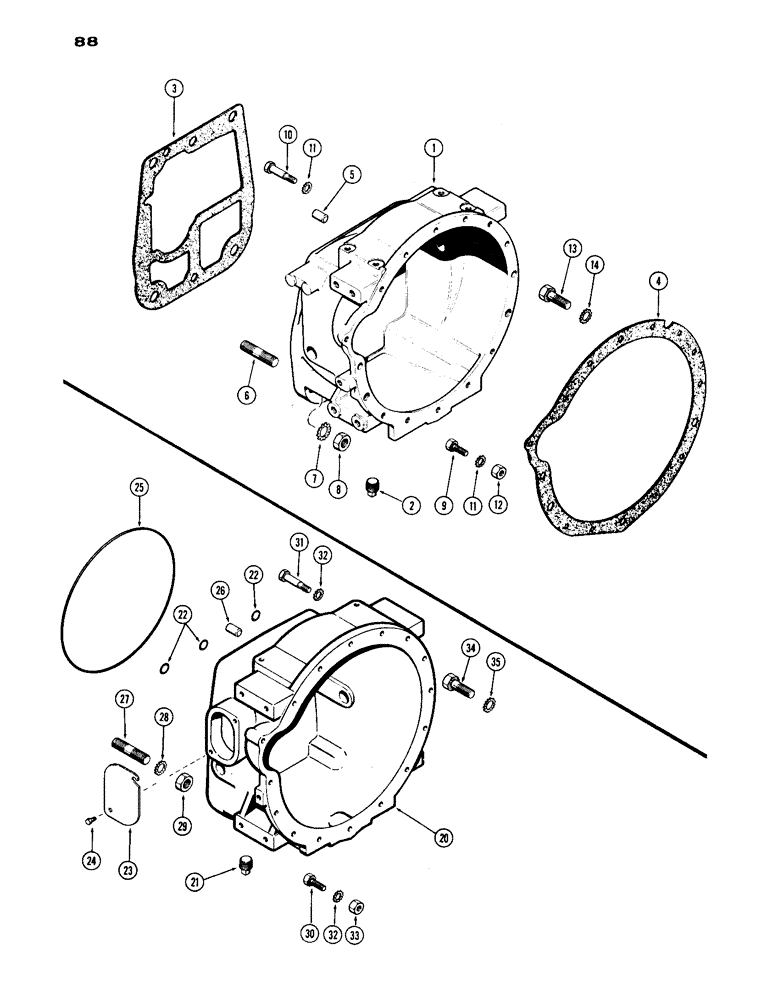 Схема запчастей Case IH 1030 - (088) - CLUTCH HOUSING, FIRST USED TRACTOR SERIAL NUMBER 8354201 (06) - POWER TRAIN