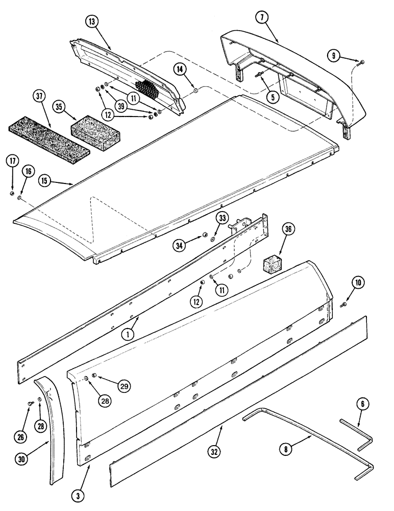 Схема запчастей Case IH 7220 - (9-026) - HOOD, UPPER SIDE PANELS AND UPPER GRILLE, PRIOR TO TRACTOR P.I.N. JJA0064978 (09) - CHASSIS/ATTACHMENTS