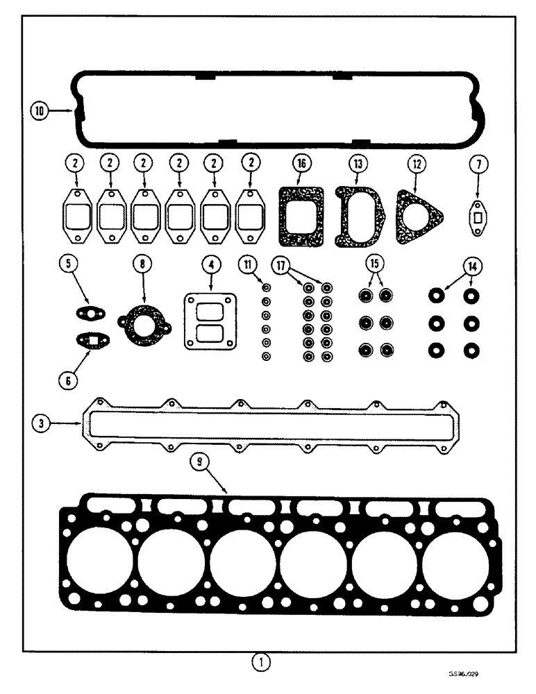 Схема запчастей Case IH 1660 - (2-56) - GASKET KITS, DT466B ENGINE, REPLACEMENT SERVICE ENGINE (01) - ENGINE