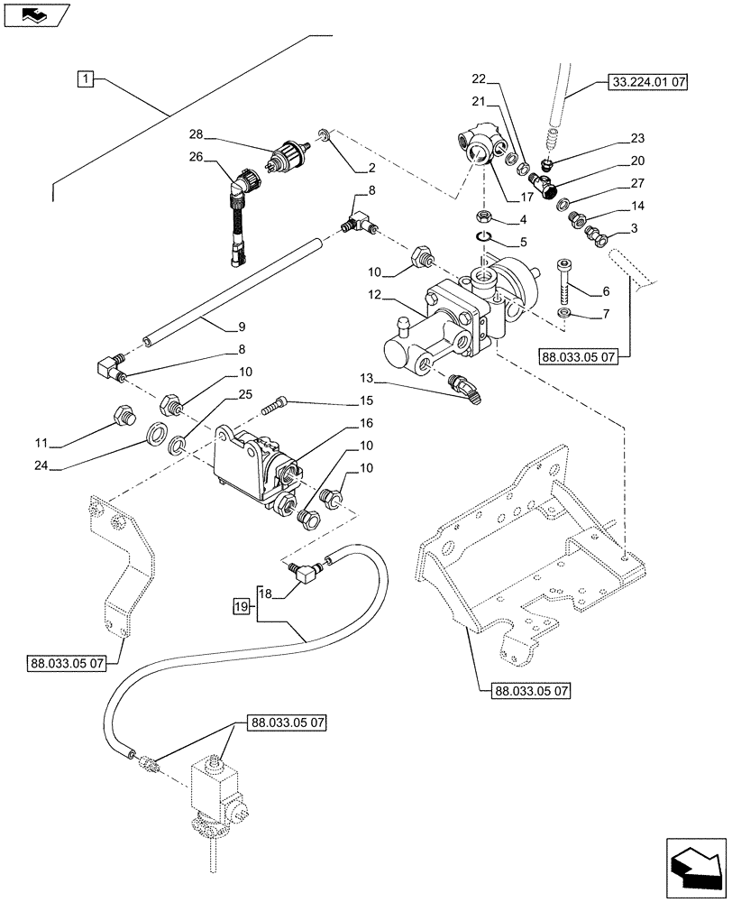 Схема запчастей Case IH PUMA 230 - (88.033.05[08]) - DIA KIT - PNEUMATIC TRAILER BRAKE (UK) - CONTROL VALVE AND RELEVANT PARTS (88) - ACCESSORIES