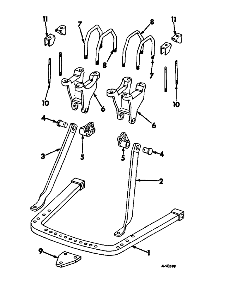 Схема запчастей Case IH 1026 - (09-03) - FRAME, VERTICALLY ADJUSTABLE DRAWBAR (12) - FRAME