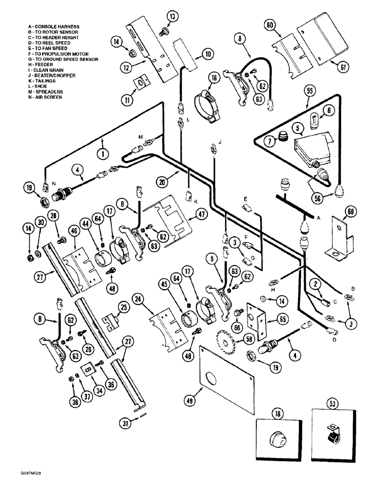 Схема запчастей Case IH 1660 - (4-54) - SHAFT SPEED MONITOR CONTROL, COMBINE WITHOUT STRAW CHOPPER, PRIOR TO P.I.N. JJC0103800 (06) - ELECTRICAL