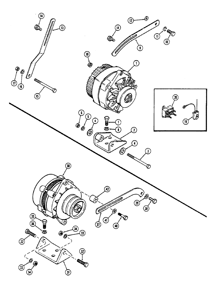 Схема запчастей Case IH 2670 - (106) - ALTERNATOR MOUNTING, TO CONVERT FROM PRESTOLITE 55 AMP TO 72 AMP DELCO-REMY ALTERNATOR (04) - ELECTRICAL SYSTEMS