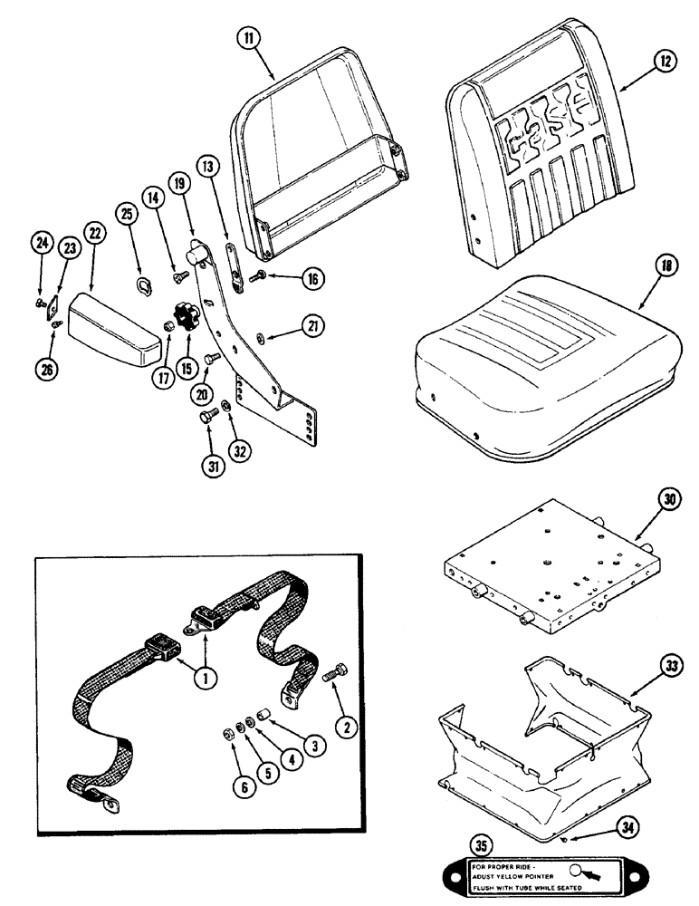 Схема запчастей Case IH 2096 - (9-366) - SEAT BELT, VINYL SEAT (09) - CHASSIS/ATTACHMENTS