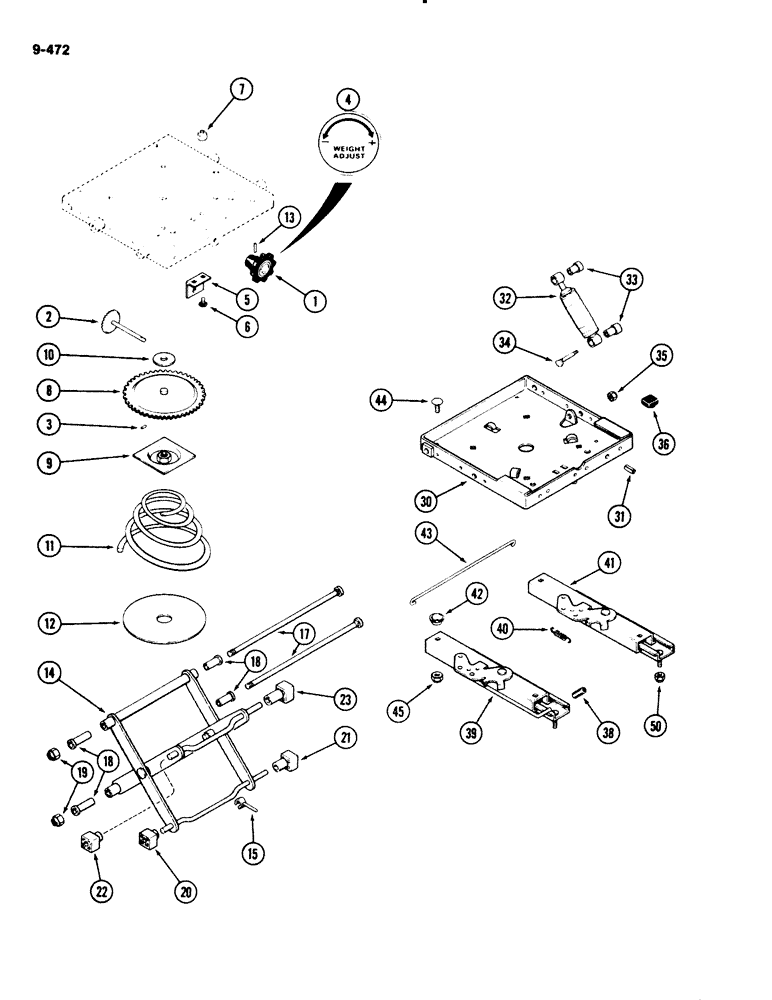 Схема запчастей Case IH 2294 - (9-472) - VINYL SEAT, WITHOUT SWIVEL (09) - CHASSIS/ATTACHMENTS