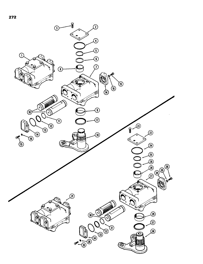 Схема запчастей Case IH 970 - (272) - A66604 STEERING ACTUATOR, WITH ADJUSTABLE FRONT AXLE, USED TRACTOR SERIAL NUMBER 8741587 TO 8757256 (05) - STEERING