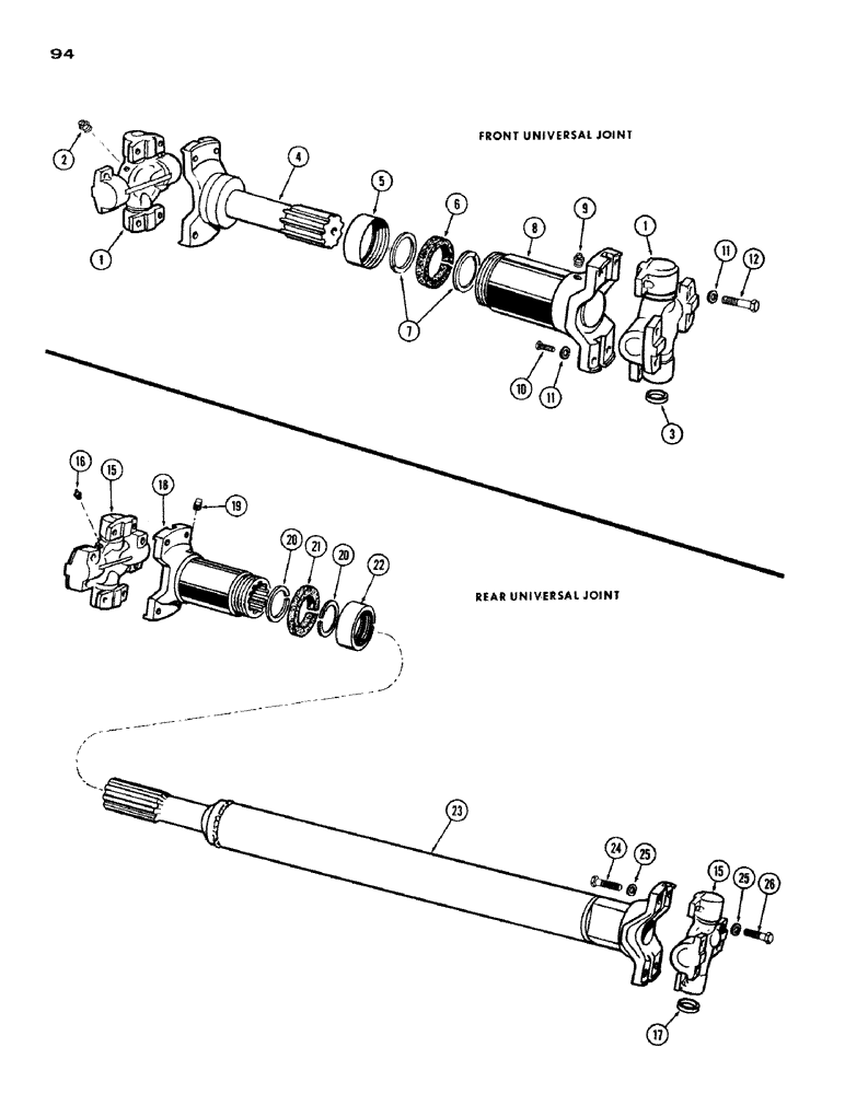 Схема запчастей Case IH 1200 - (094) - FRONT UNIVERSAL DRIVE SHAFT (06) - POWER TRAIN