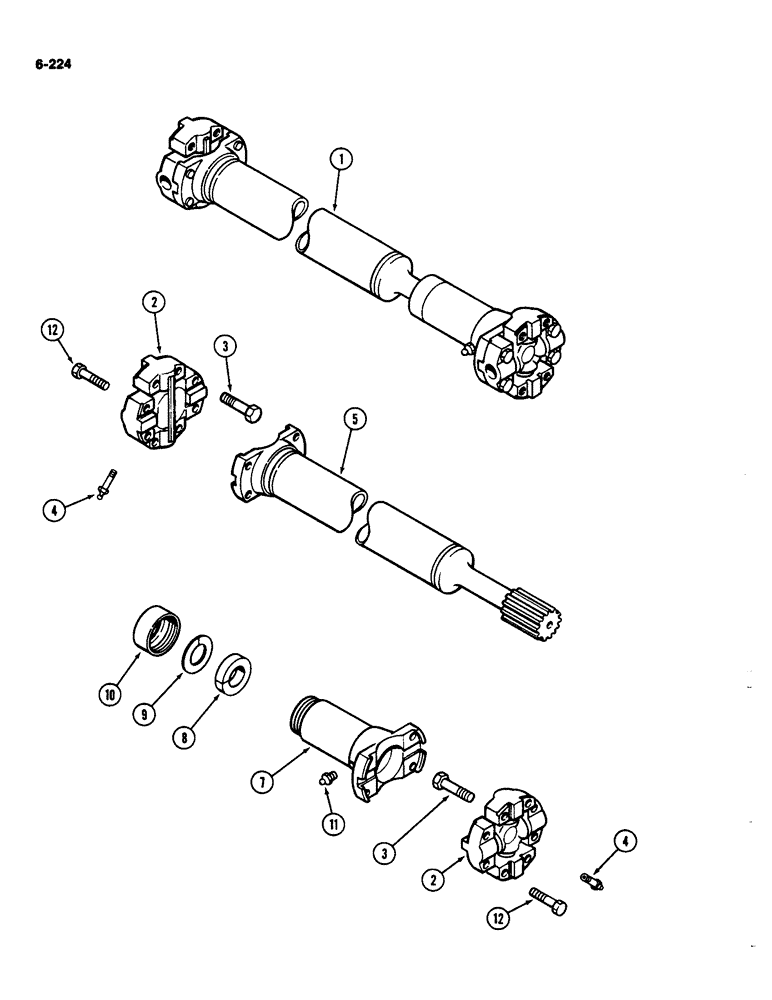 Схема запчастей Case IH 4490 - (6-224) - PTO DRIVE SHAFT ASSEMBLY (06) - POWER TRAIN