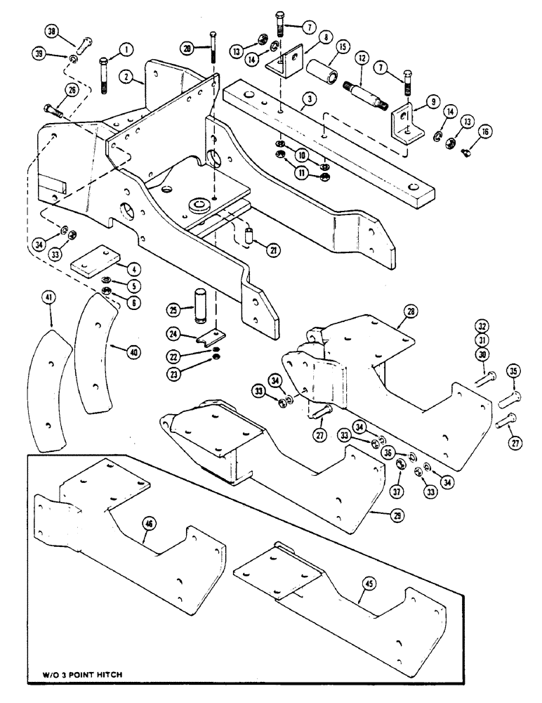 Схема запчастей Case IH 2670 - (390) - DRAWBAR AND SUPPORTS, WITH AND WITHOUT P.T.O. (08) - HYDRAULICS