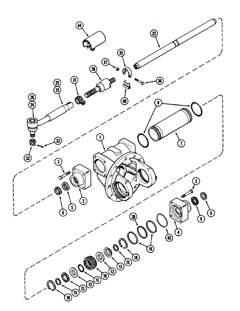 Схема запчастей Case IH 3294 - (5-150) - FRONT AXLE TIE RODS AND STEERING CYLINDER, ZF AXLE (05) - STEERING