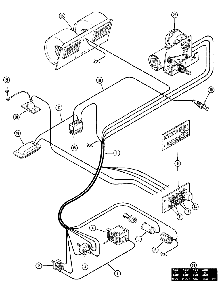 Схема запчастей Case IH 2590 - (4-098) - CAB HEADLINER WIRING HARNESS, PRIOR TO CAB SERIAL NUMBER 12013067 (04) - ELECTRICAL SYSTEMS