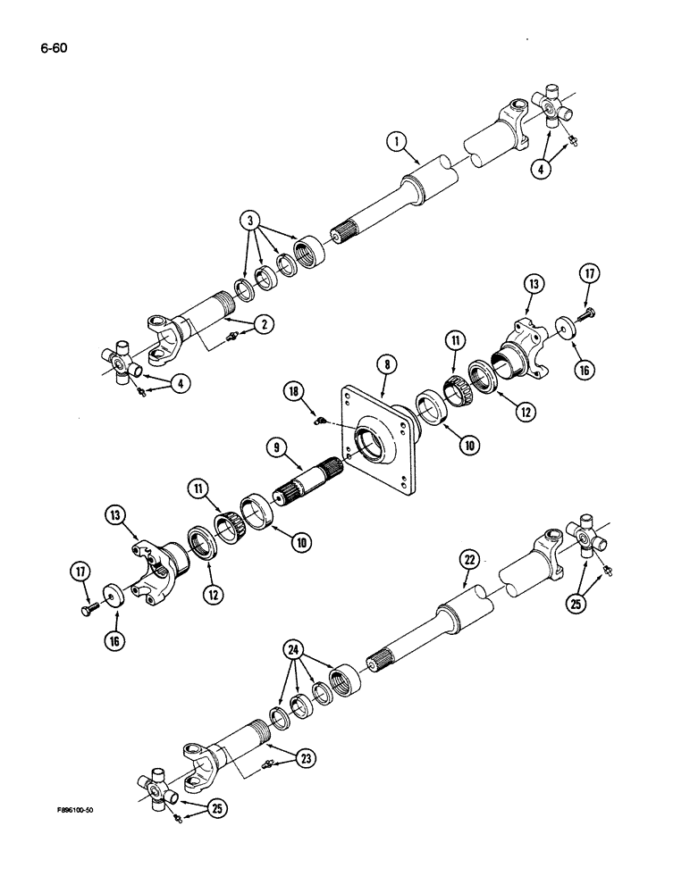 Схема запчастей Case IH 9280 - (6-60) - PTO DRIVE SHAFT ASSEMBLIES (06) - POWER TRAIN