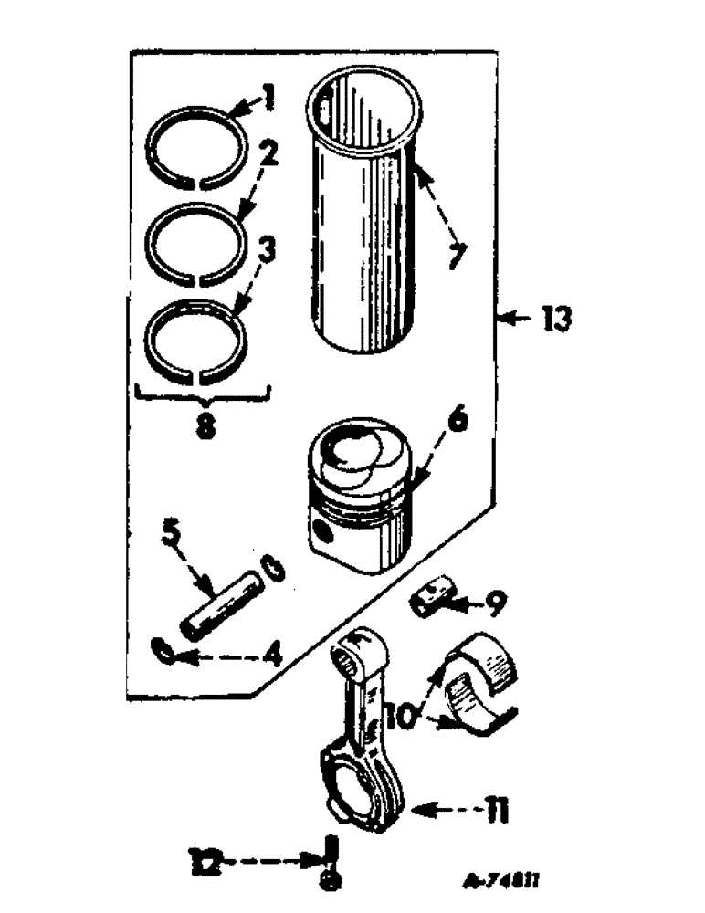 Схема запчастей Case IH 420 - (341) - CONNECTING RODS, PISTONS AND SLEEVE SETS (10) - ENGINE